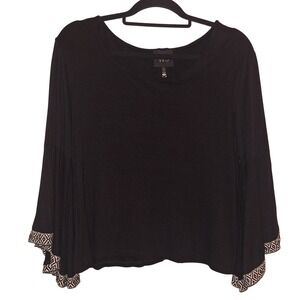 W5‎ Large Black Shirt Bell Sleeve Whimsygoth Minimalist Flowy Blouse Shirt